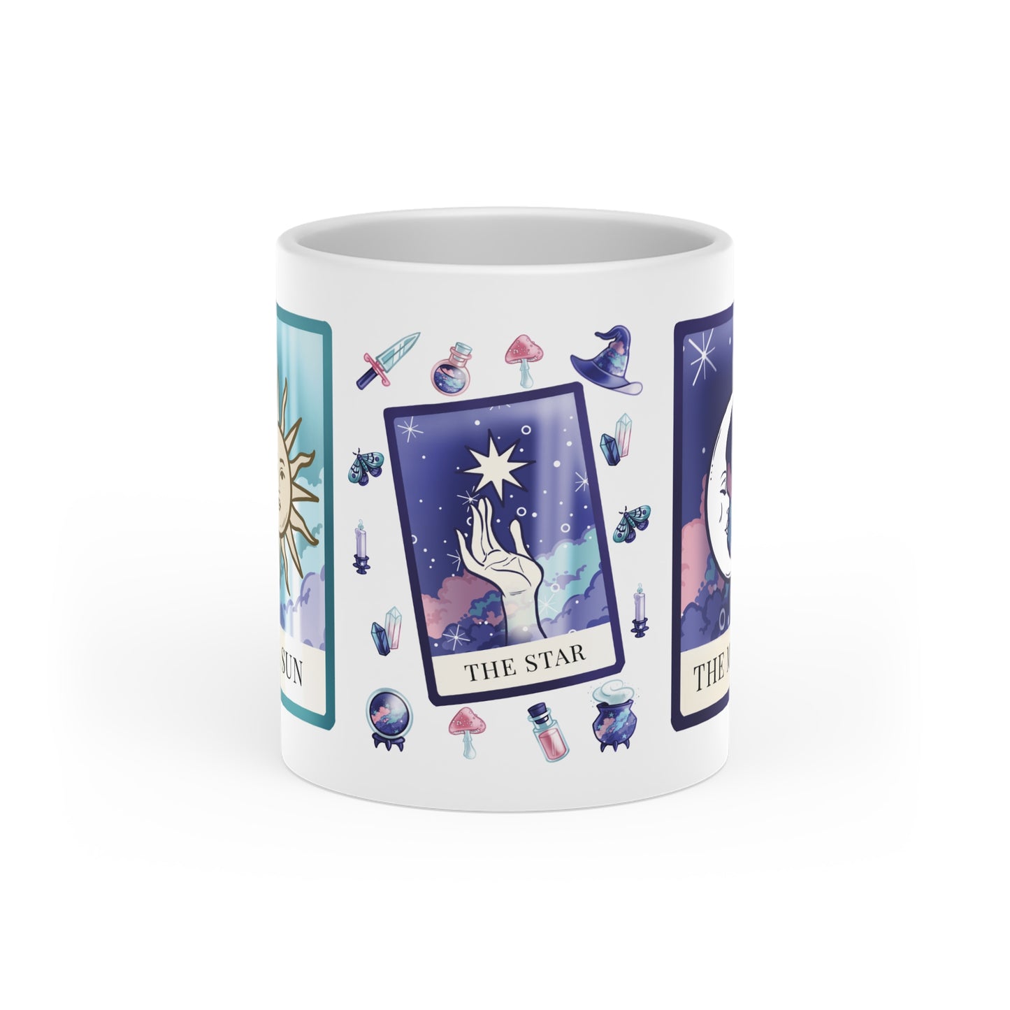 Witchy Mug Tarot 11 Oz ceramic with bamboo Lid and spoon