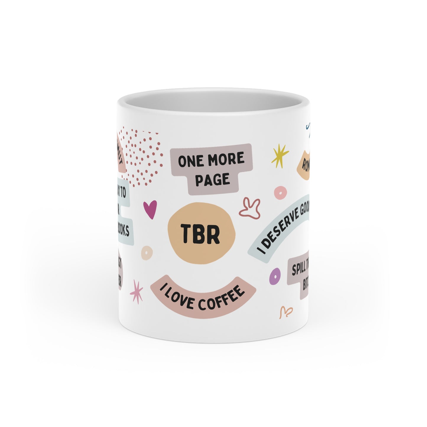 Bookish Mug 11 Oz ceramic with bamboo Lid and spoon