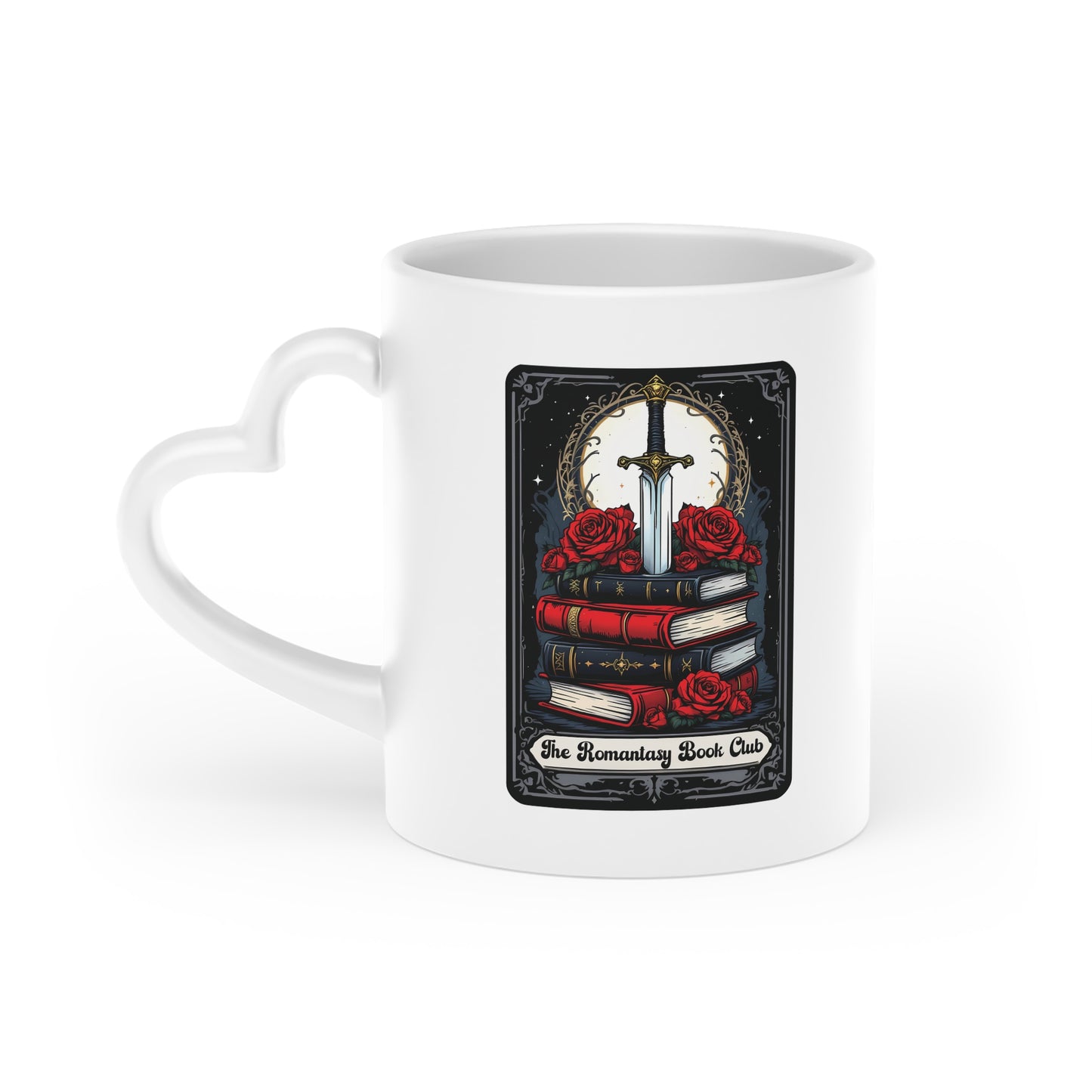 Romantasy Book Club Card Bookish Mug 11 Oz ceramic with bamboo Lid and spoon
