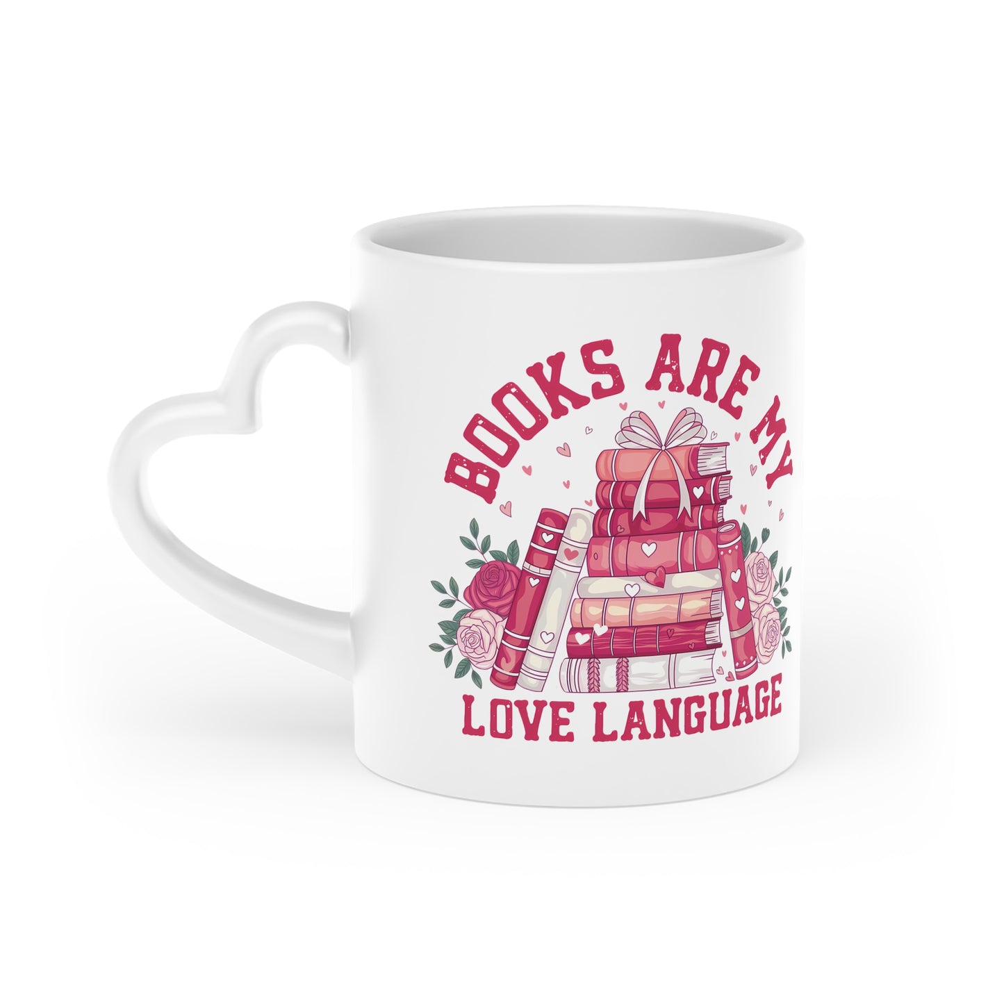 Books are my Love Language Bookish Mug 11 Oz ceramic with bamboo Lid and spoon