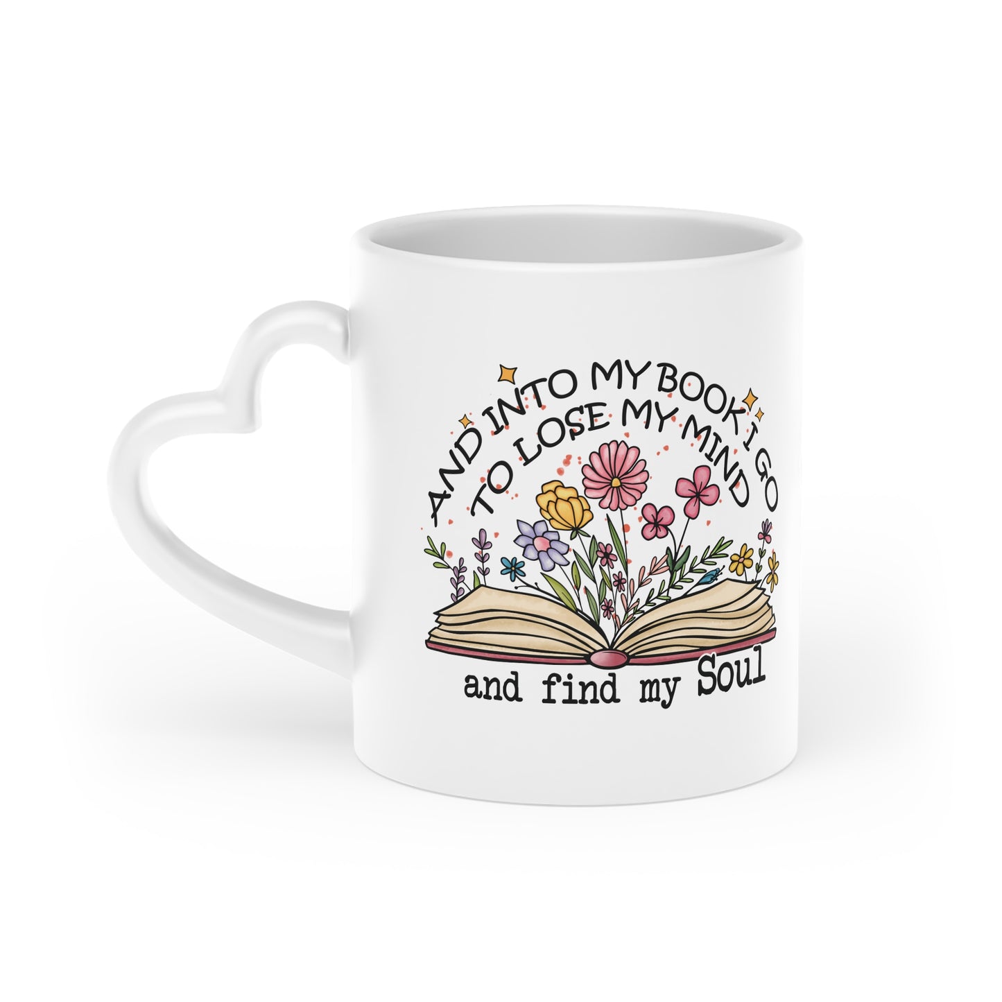 Find My Soul Bookish Mug 11 Oz ceramic with bamboo Lid and spoon