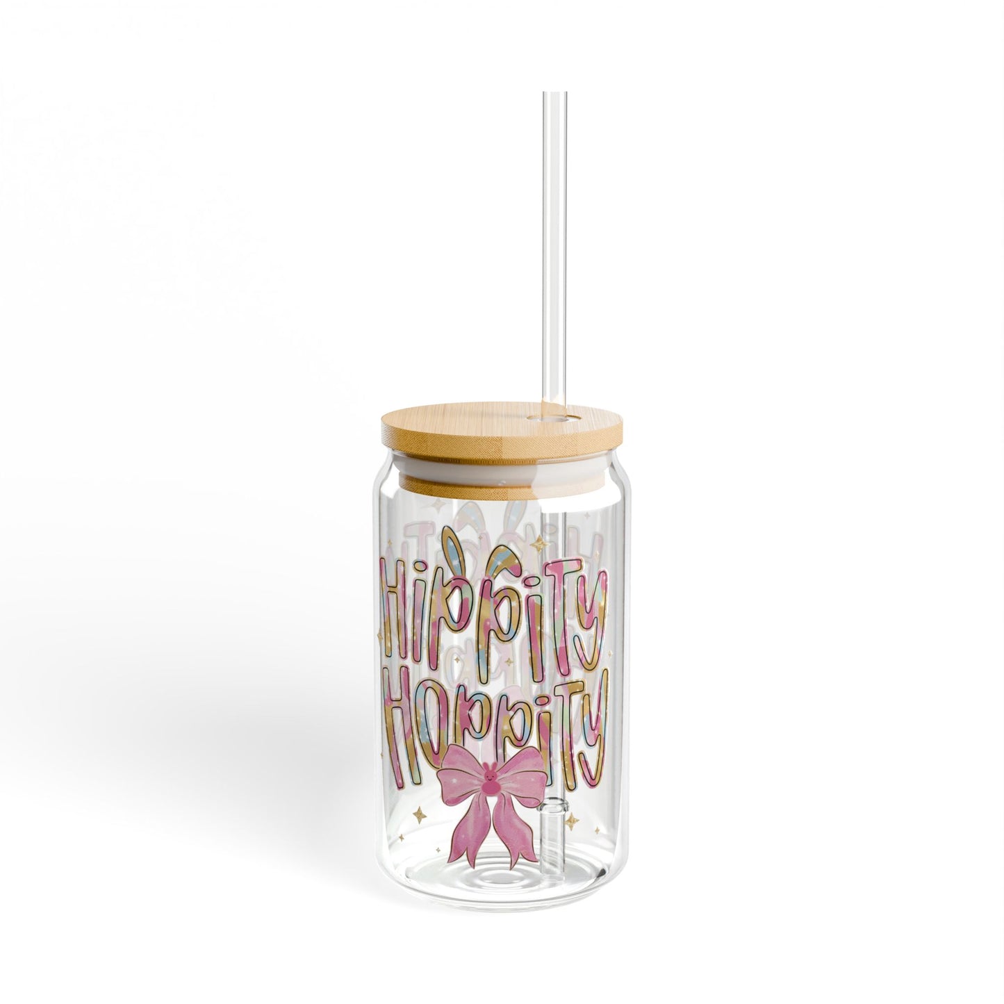 Easter Hippity Hoppity 16 oz Glass can cup