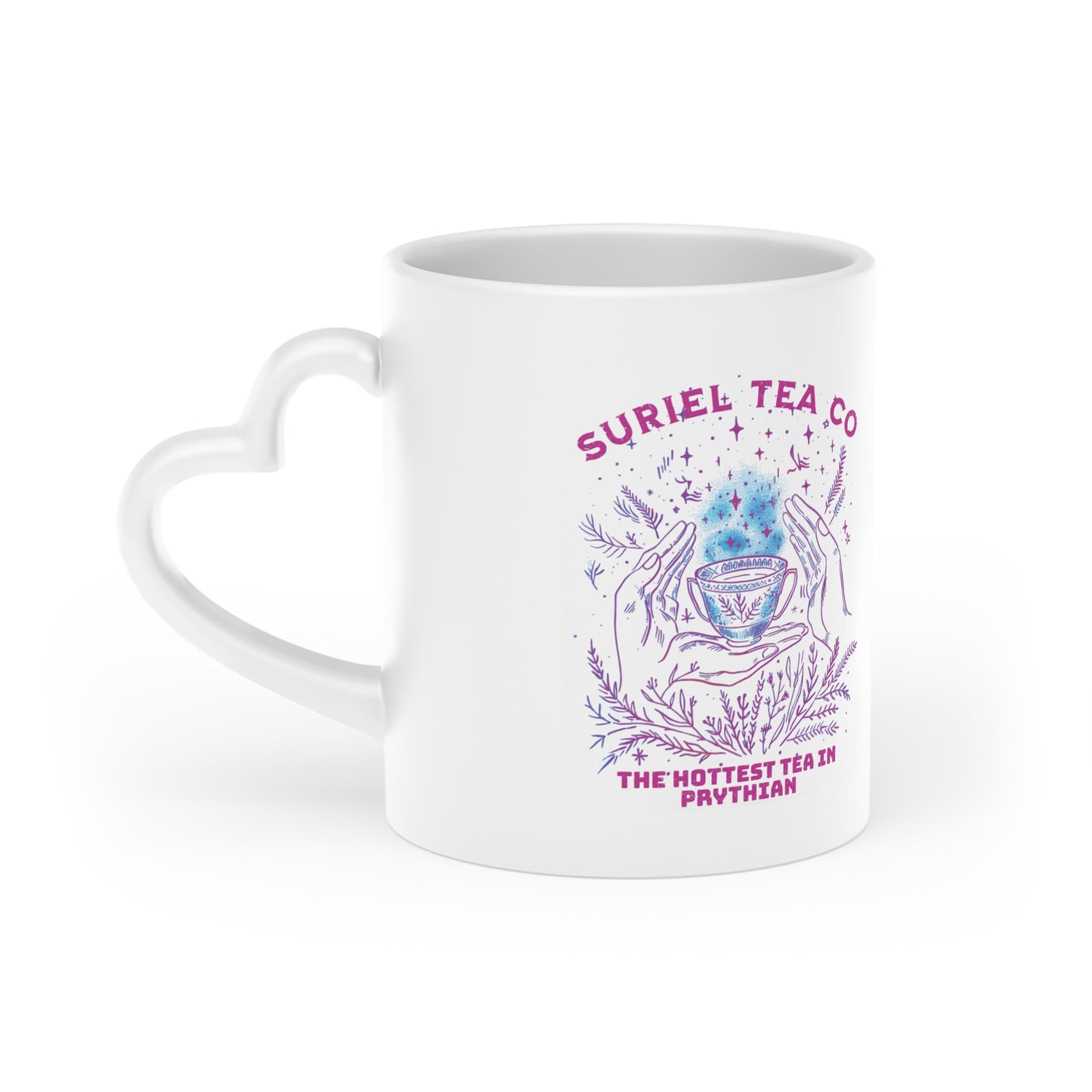 Suriel Tea and Co Bookish Mug 11 Oz ceramic with bamboo Lid and spoon