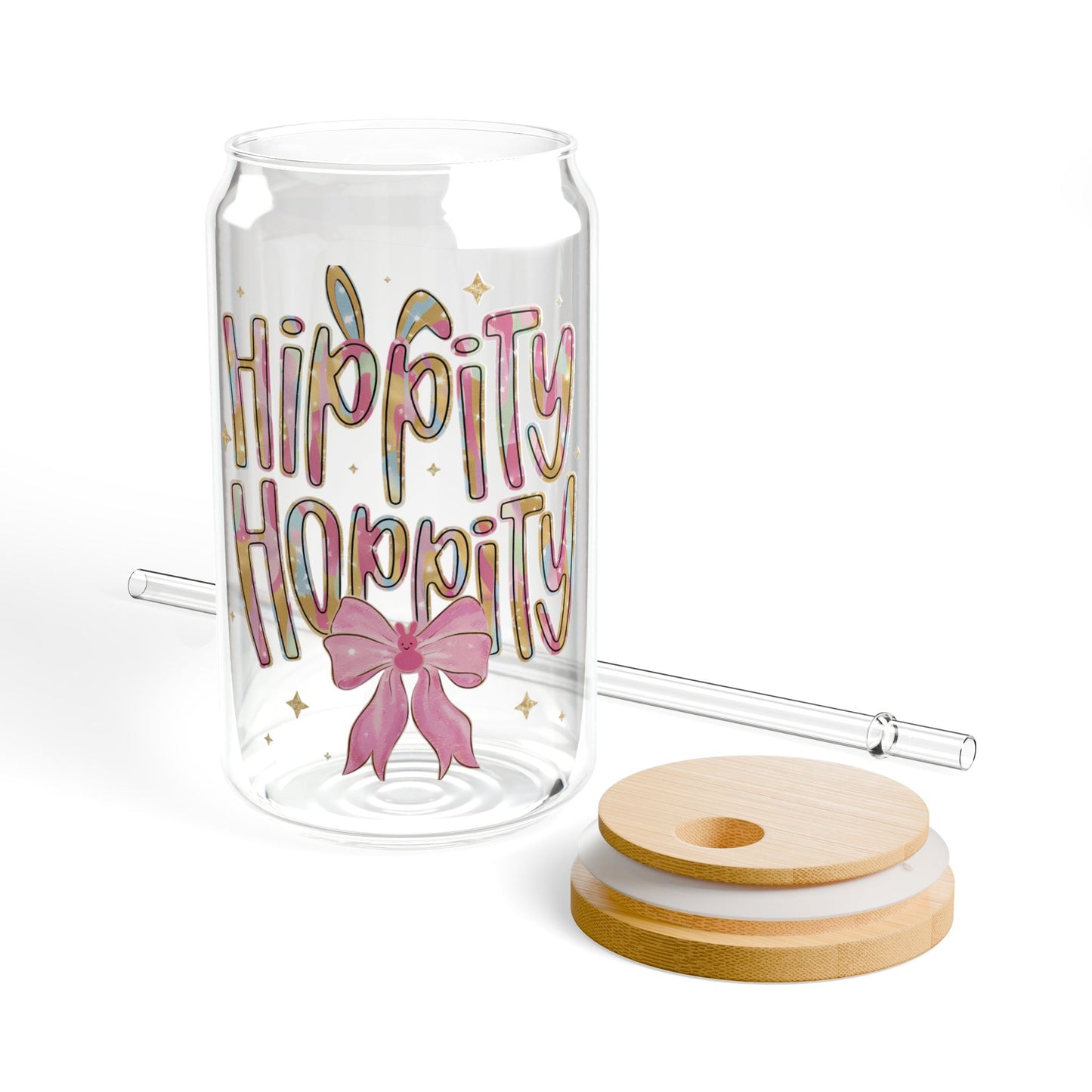 Easter Hippity Hoppity 16 oz Glass can cup
