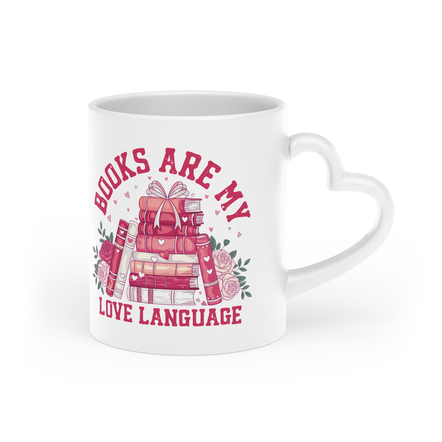 Books are my Love Language Bookish Mug 11 Oz ceramic with bamboo Lid and spoon