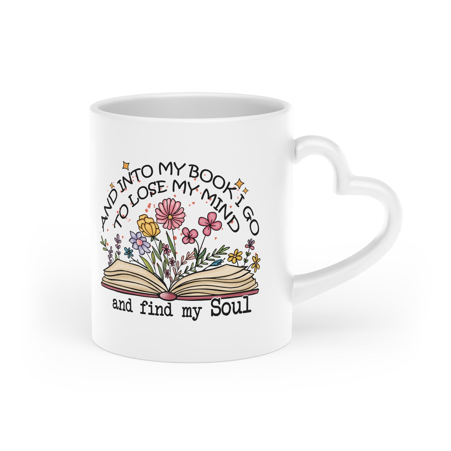 Find My Soul Bookish Mug 11 Oz ceramic with bamboo Lid and spoon