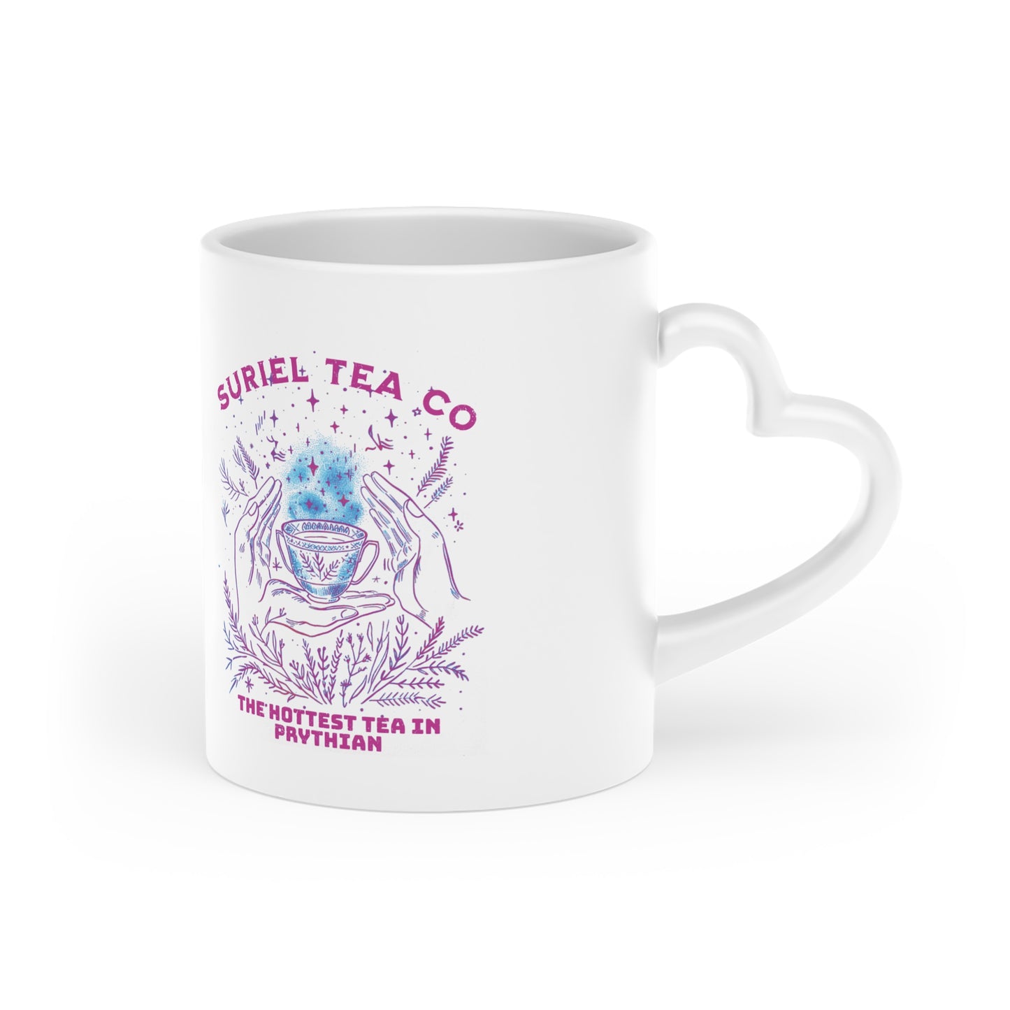 Suriel Tea and Co Bookish Mug 11 Oz ceramic with bamboo Lid and spoon