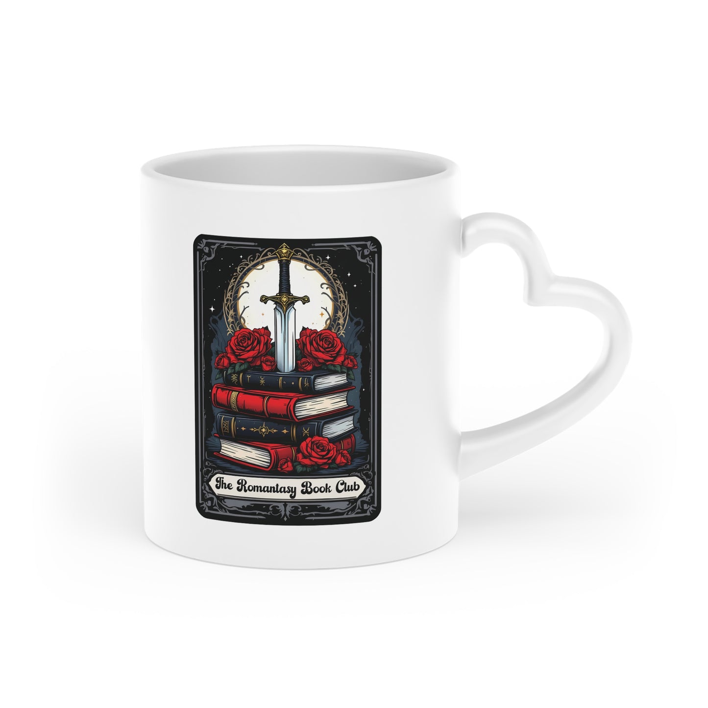 Romantasy Book Club Card Bookish Mug 11 Oz ceramic with bamboo Lid and spoon