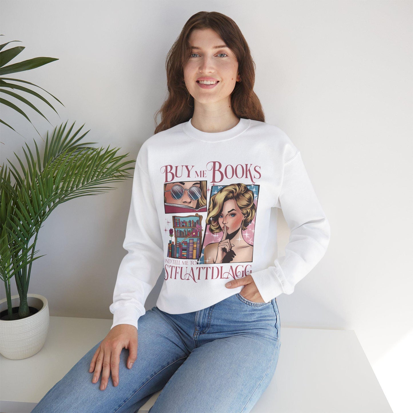 STFUATTDLAGG Bookish Crewneck Sweater Pullover