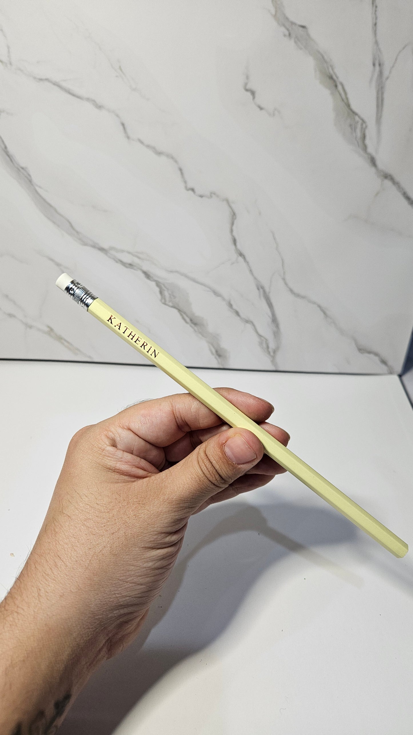 Set of 6 personalized pencil, color pastel. Hot foil stamp