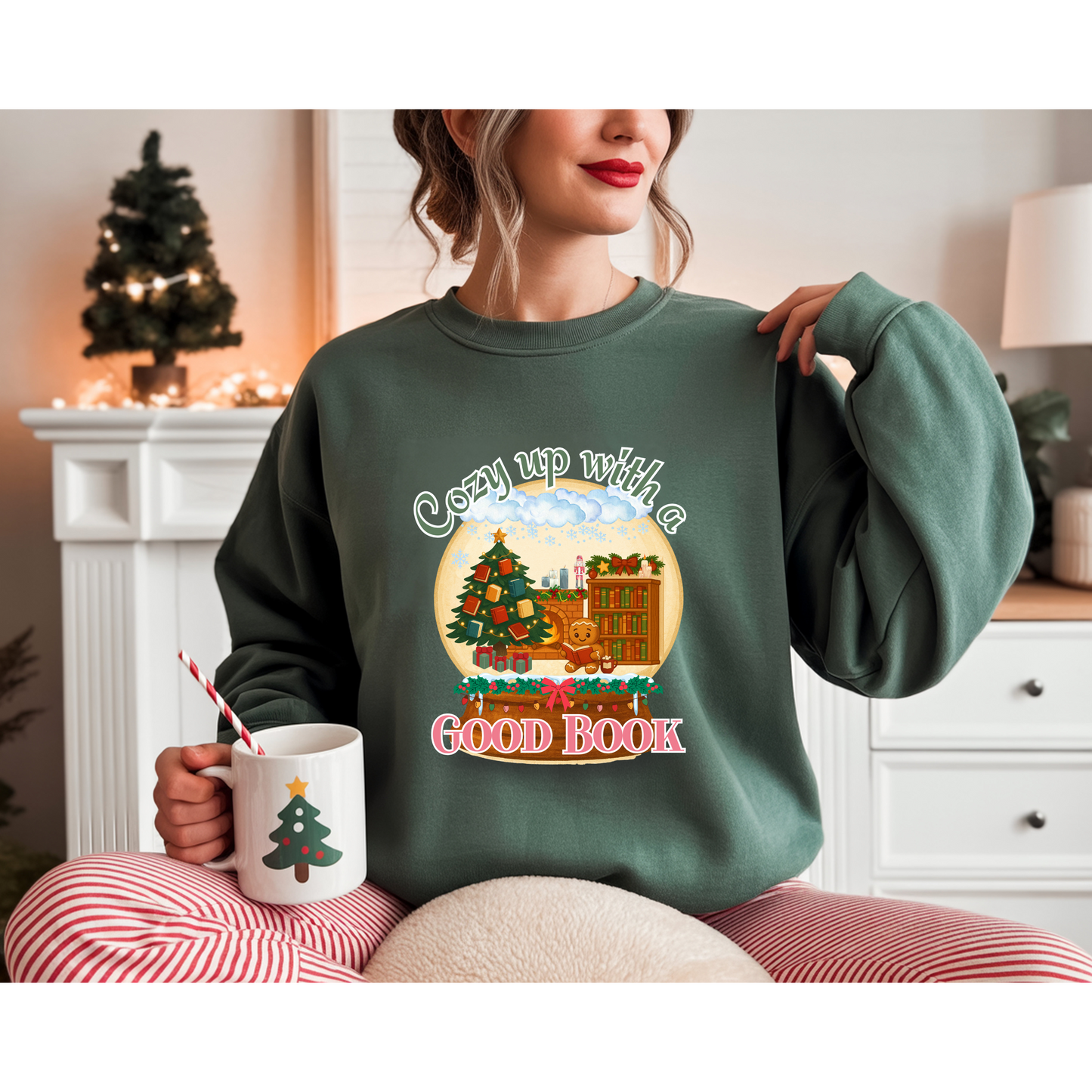 Christmas Sweatshirt Bookish Gingerbread cookie