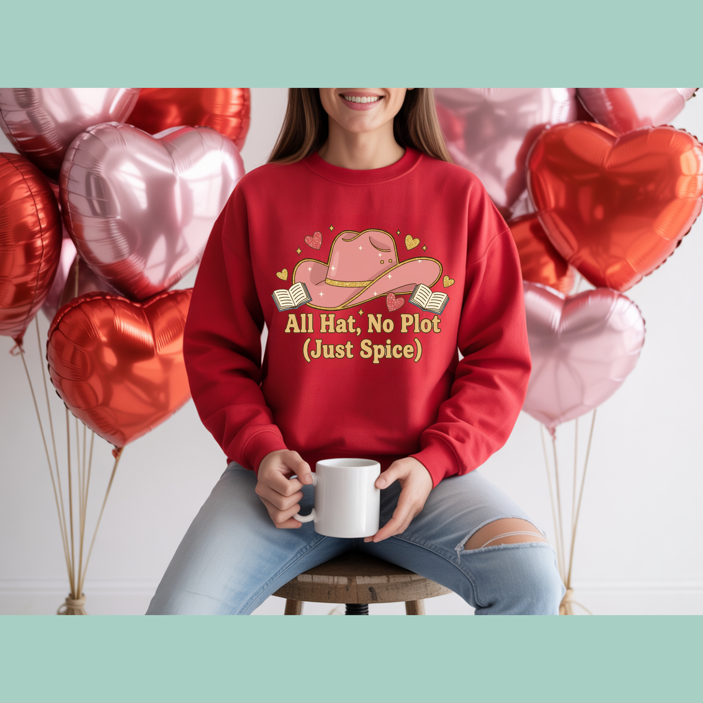 All Hat, No Plot (Just Spice) – Bookish Crewneck Sweatshirt