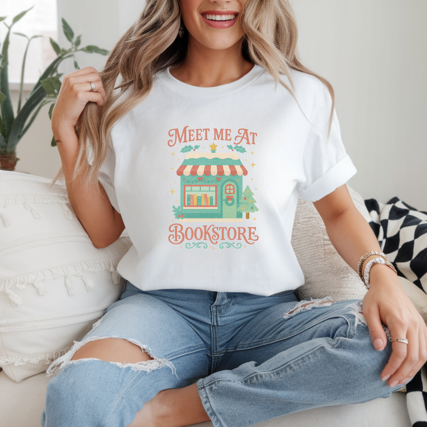 Meet me at the bookstore, bookish t shirt, christmas gift