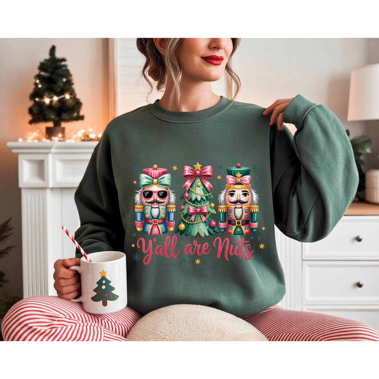 Colorful Nutcracker yall nuts Christmas Sweatshirt – Sparkling Festive Holiday Pullover | Cozy Winter Nutcracker Sweater