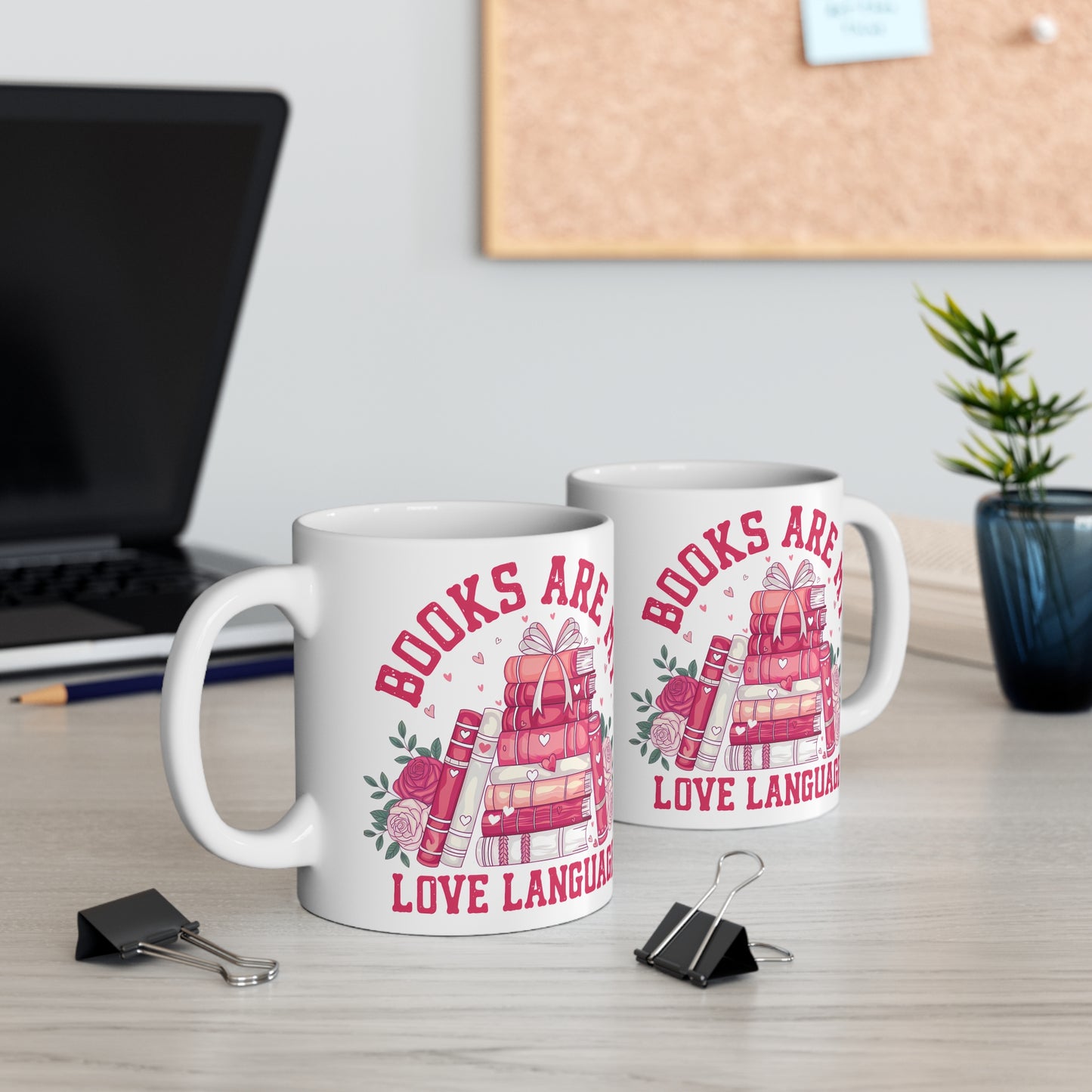 Books are my Love Language Bookish Mug  11 Oz ceramic with bamboo Lid and spoon