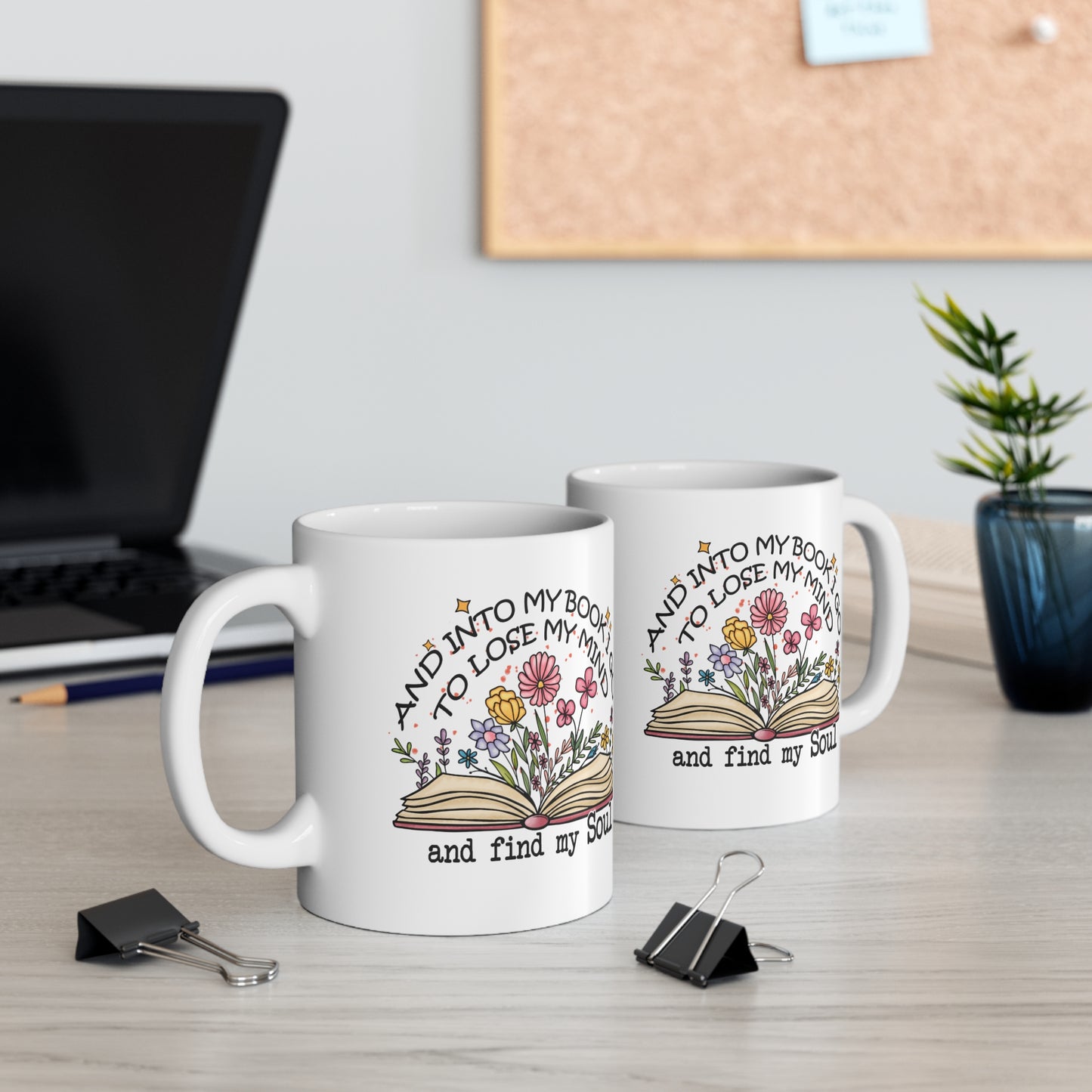Find My Soul Bookish Mug  11 Oz ceramic with spoon