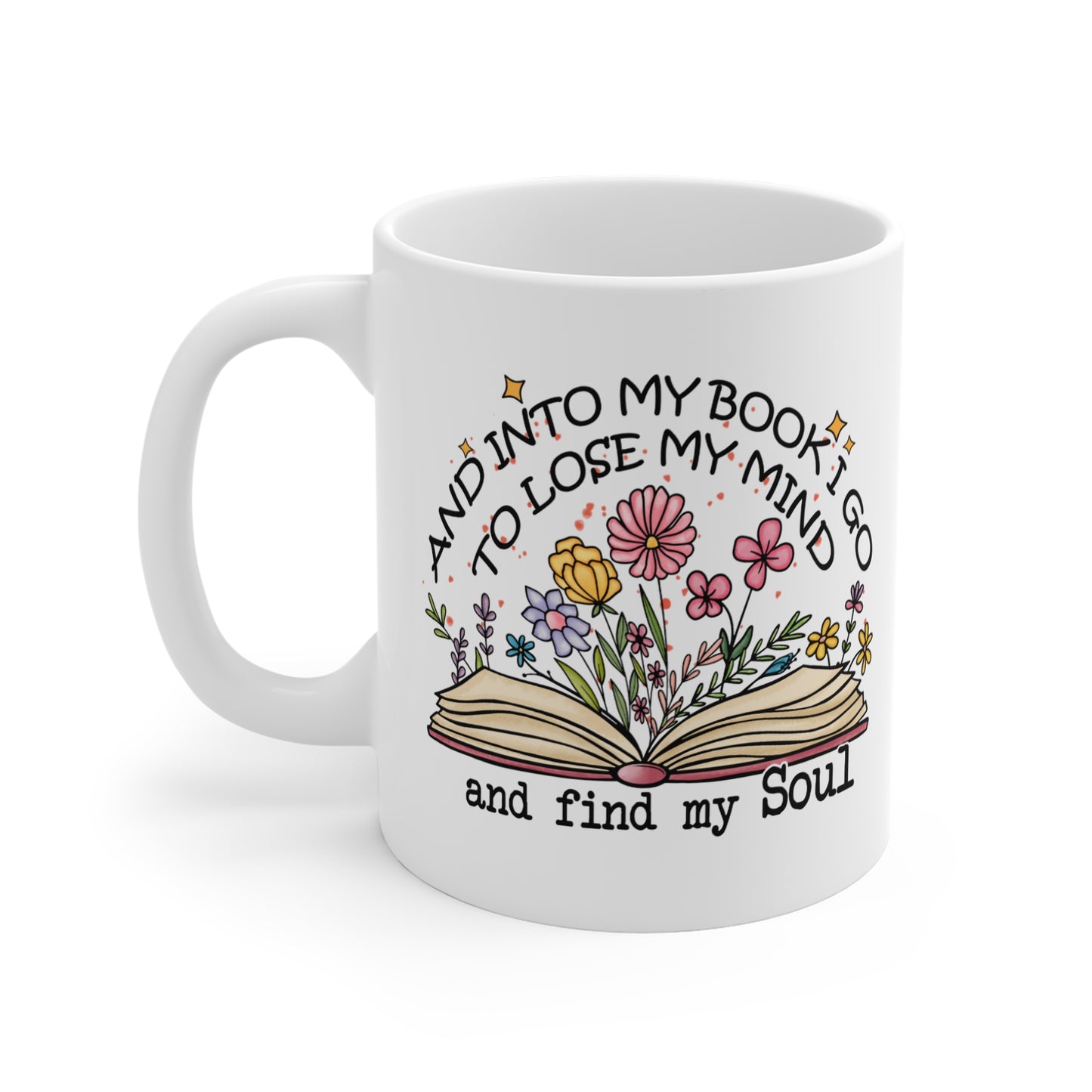 Find My Soul Bookish Mug  11 Oz ceramic with spoon
