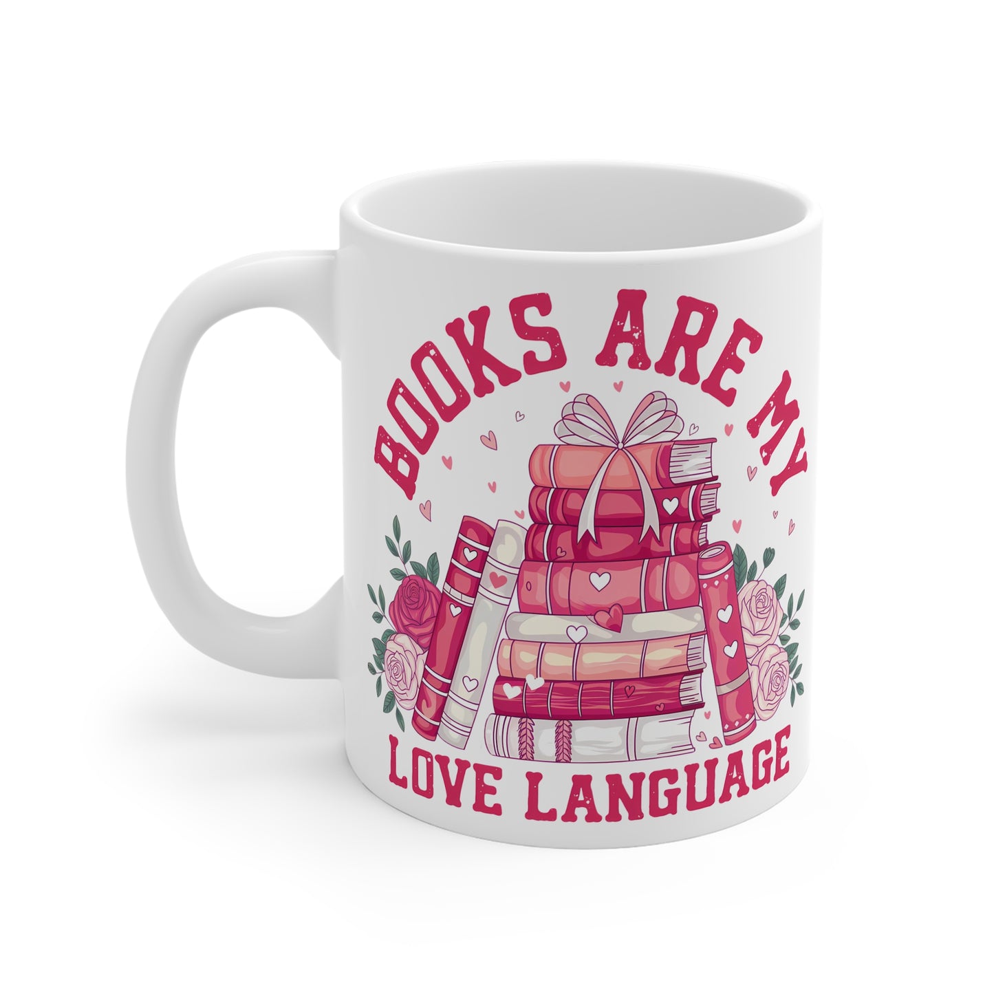 Books are my Love Language Bookish Mug  11 Oz ceramic with bamboo Lid and spoon