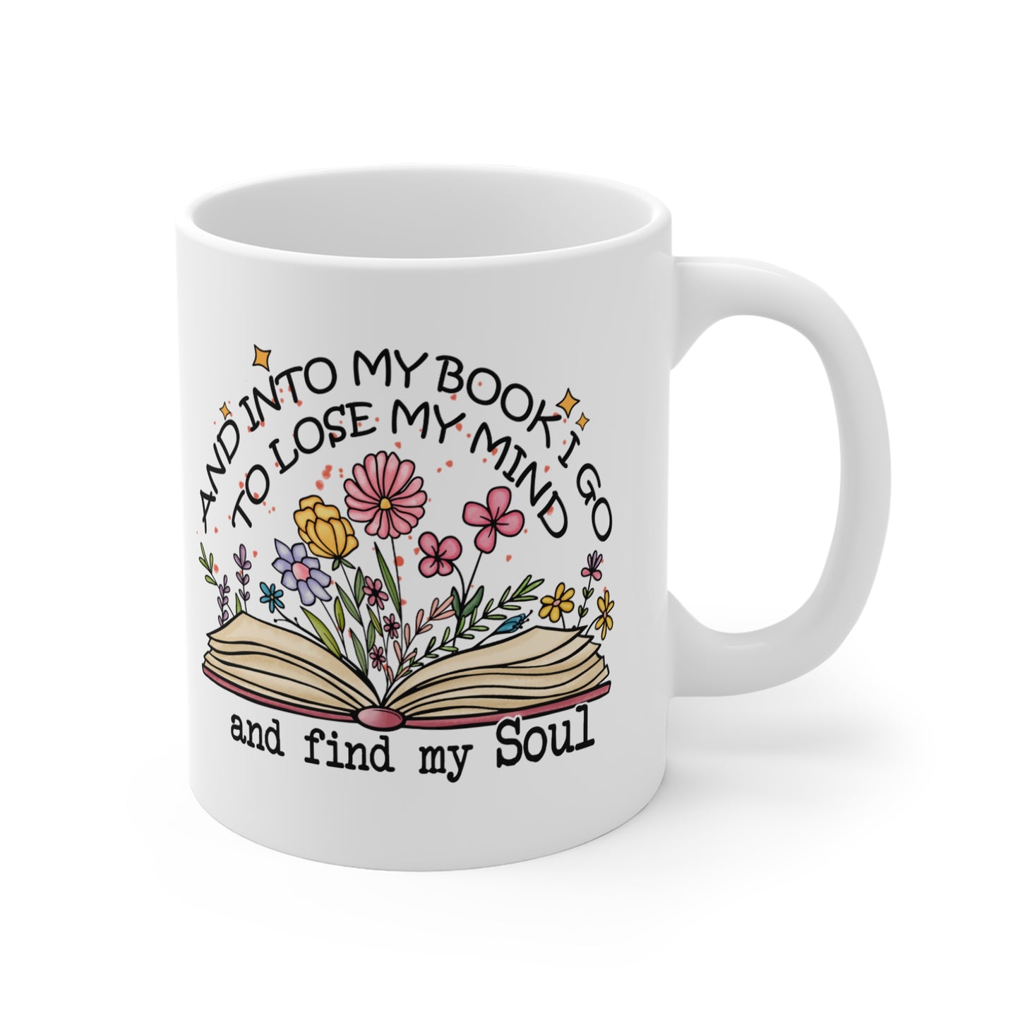 Find My Soul Bookish Mug  11 Oz ceramic with spoon