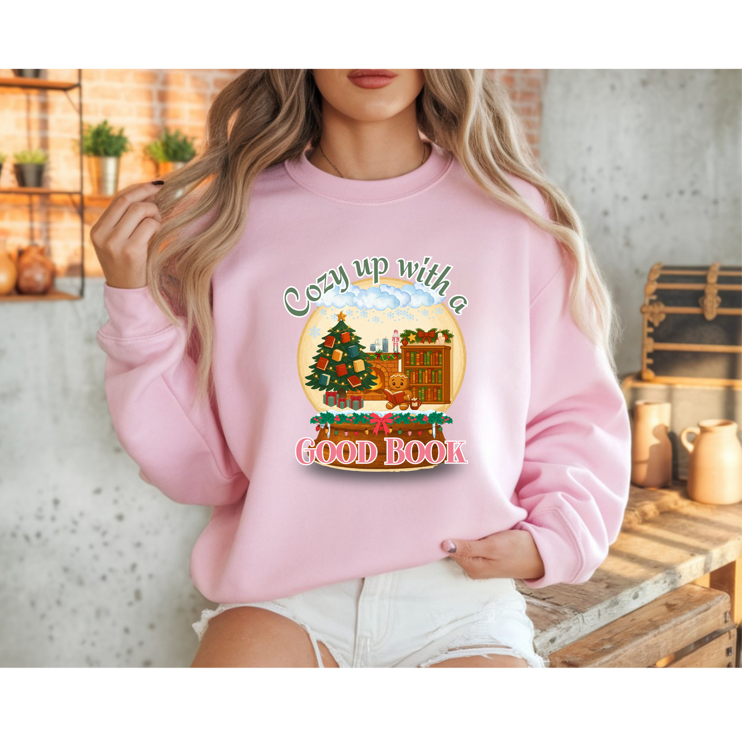 Christmas Sweatshirt Bookish Gingerbread cookie